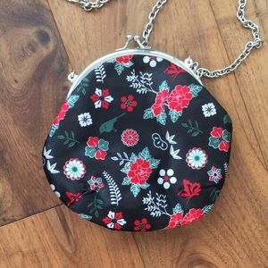 NWOT floral satin shoulder mini purse